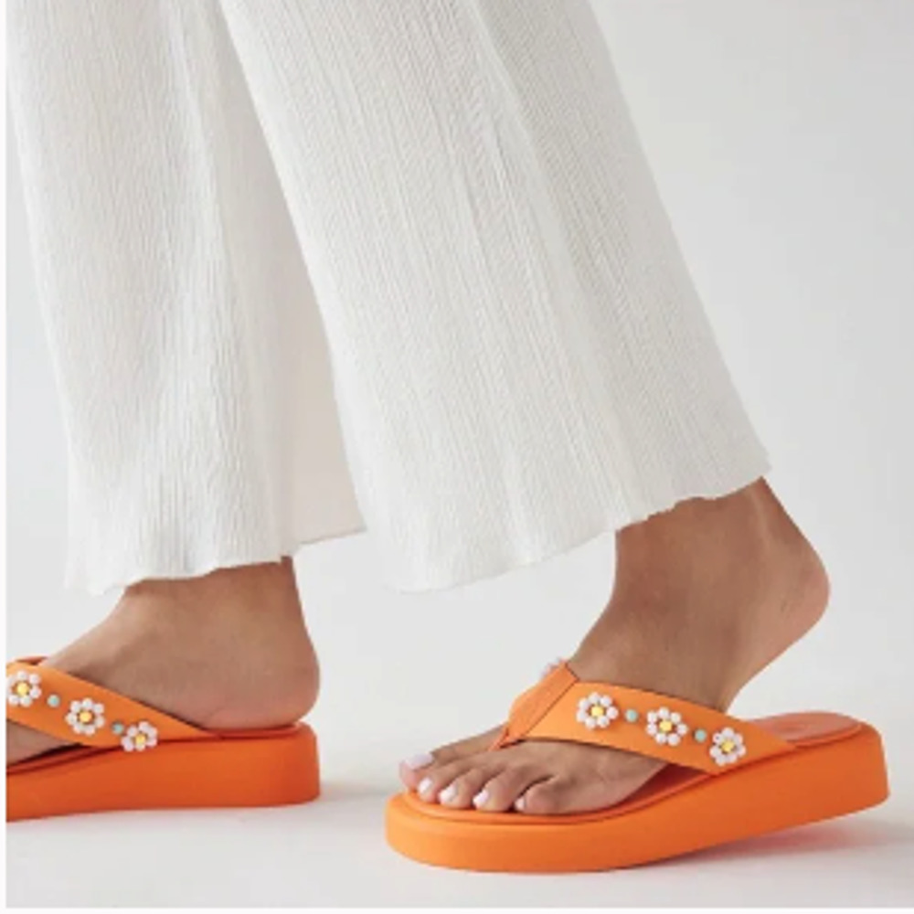 Urban Outfitters Bright Floral Beaded Sandals